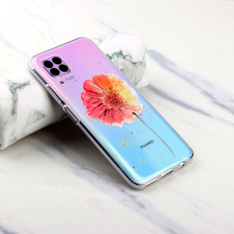 Coque Huawei P40 Lite Transparente Coquelicot Aquarelle