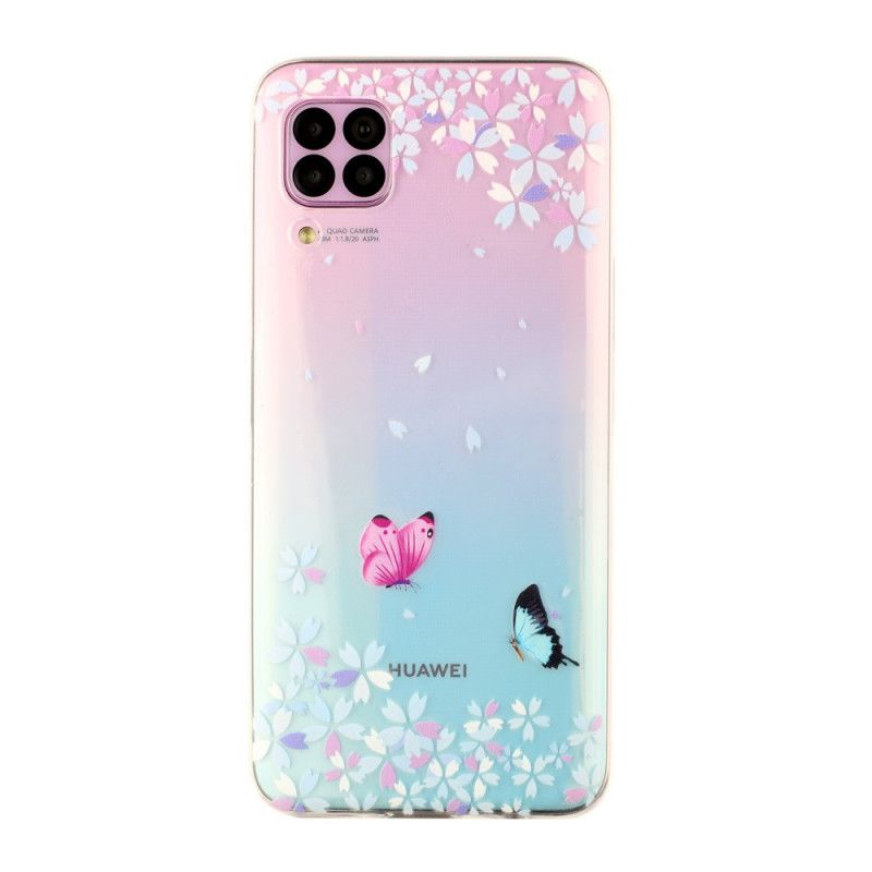 Coque Huawei P40 Lite Transparente Papillons Et Fleurs
