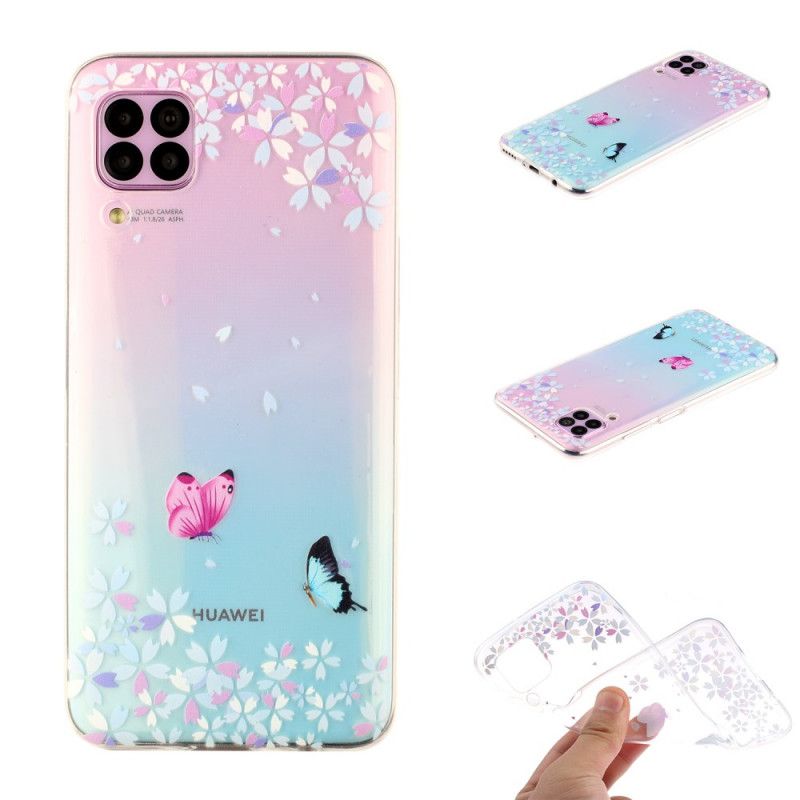 Coque Huawei P40 Lite Transparente Papillons Et Fleurs