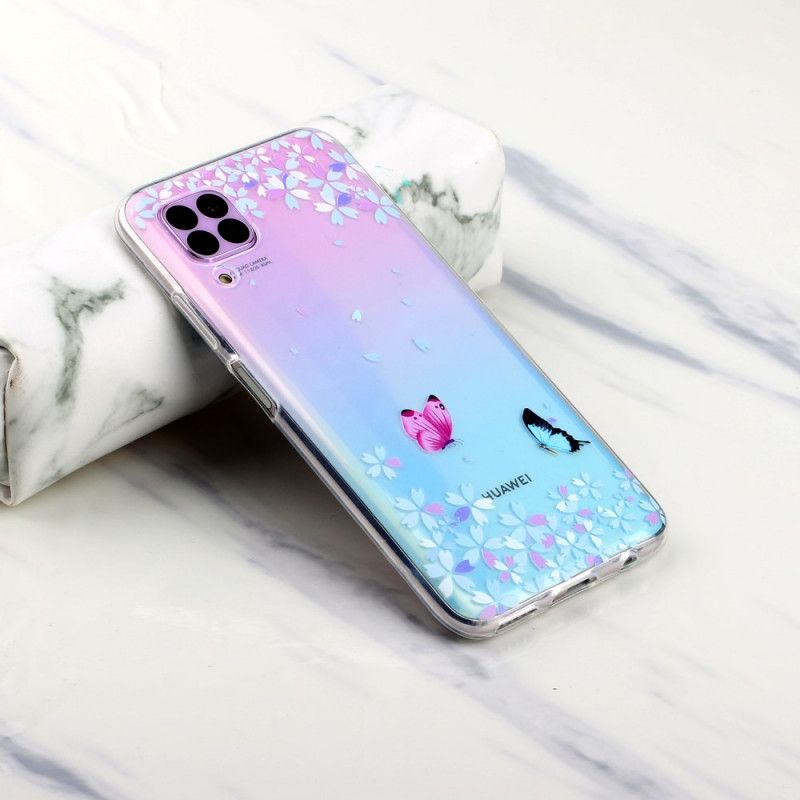 Coque Huawei P40 Lite Transparente Papillons Et Fleurs