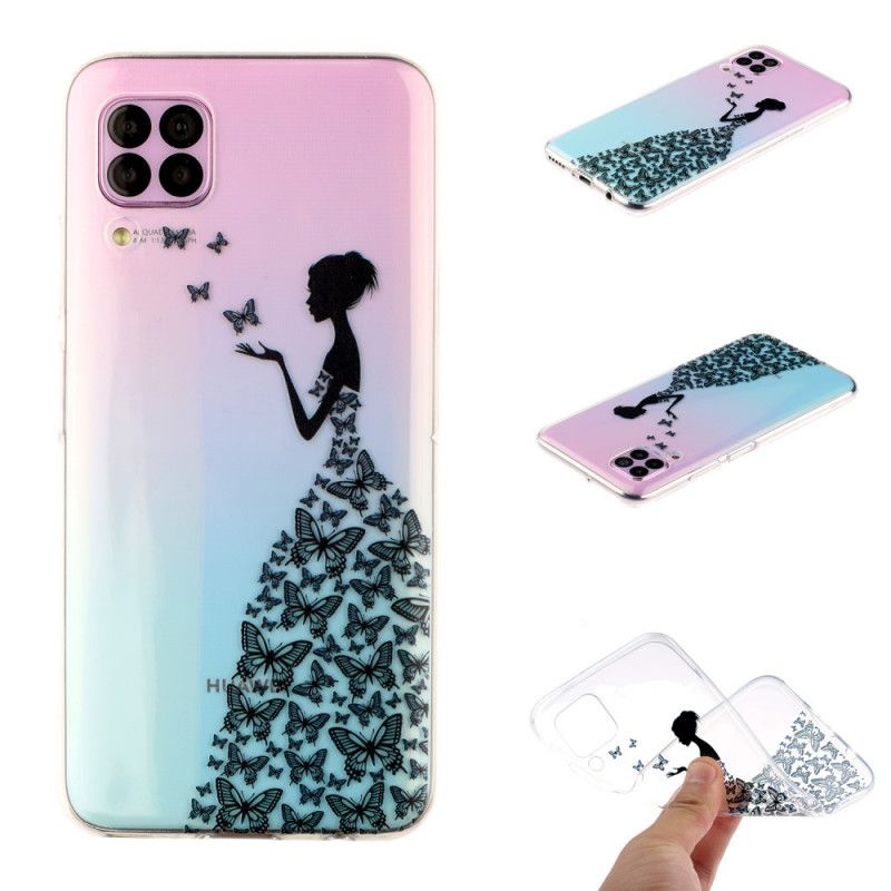 Coque Huawei P40 Lite Transparente Robe Papillons