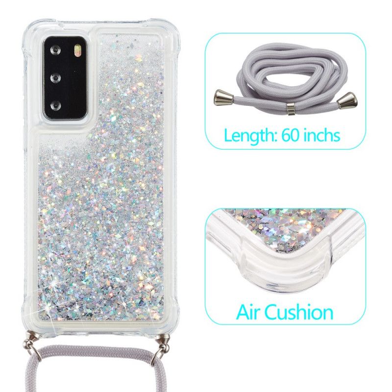 Coque Huawei P40 Paillettes Avec Cordon