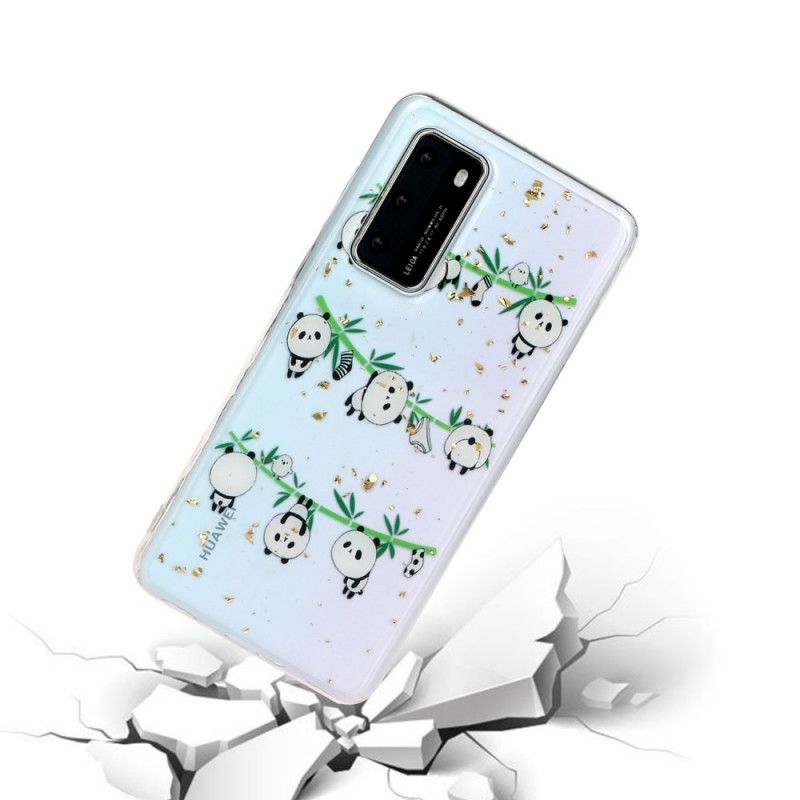 Coque Huawei P40 Pandas Sur La Corde À Linge