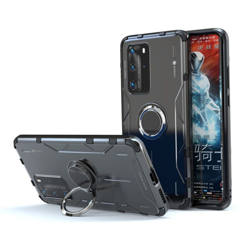 Coque Huawei P40 Pro Anneau-support Métal Et Silicone