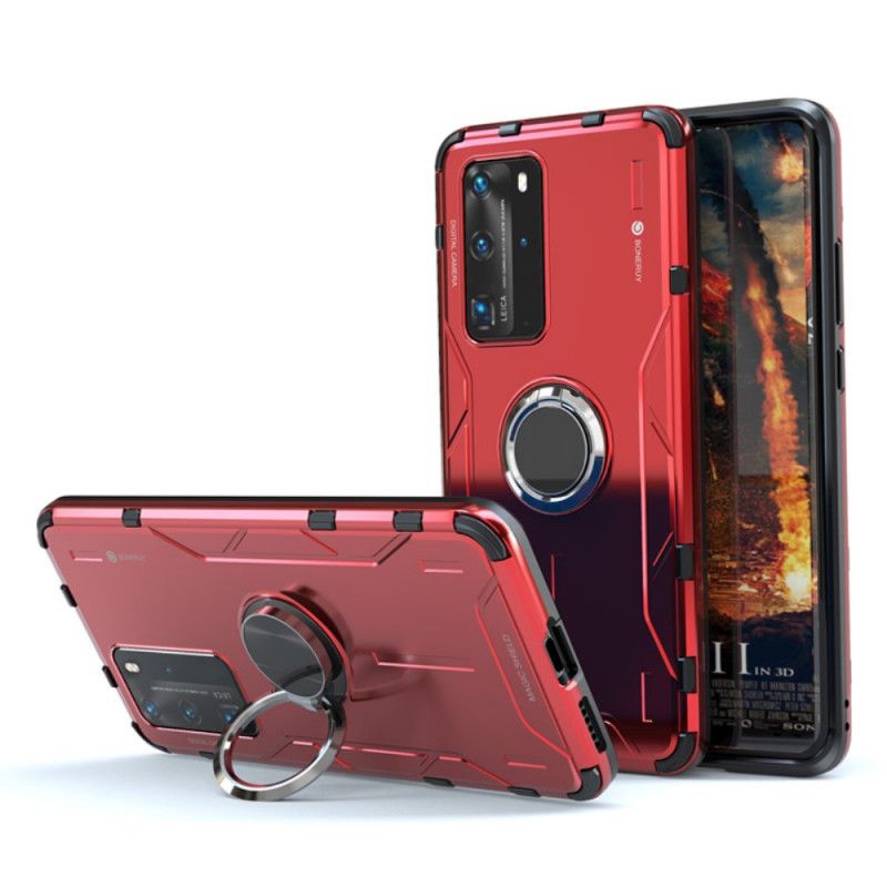 Coque Huawei P40 Pro Anneau-support Métal Et Silicone