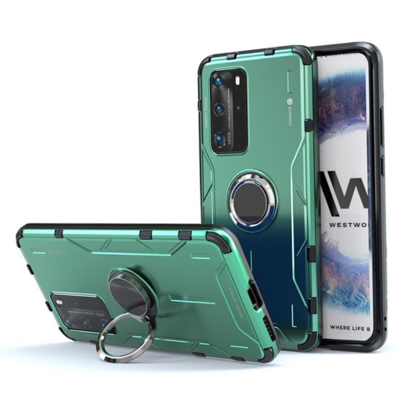 Coque Huawei P40 Pro Anneau-support Métal Et Silicone