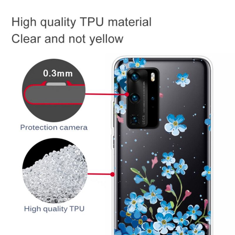 Coque Huawei P40 Pro Bouquet De Fleurs Bleues