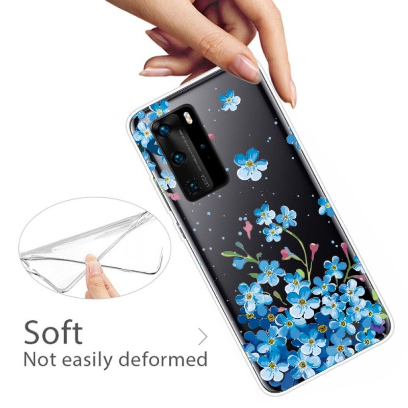 Coque Huawei P40 Pro Bouquet De Fleurs Bleues