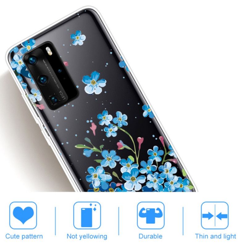 Coque Huawei P40 Pro Bouquet De Fleurs Bleues