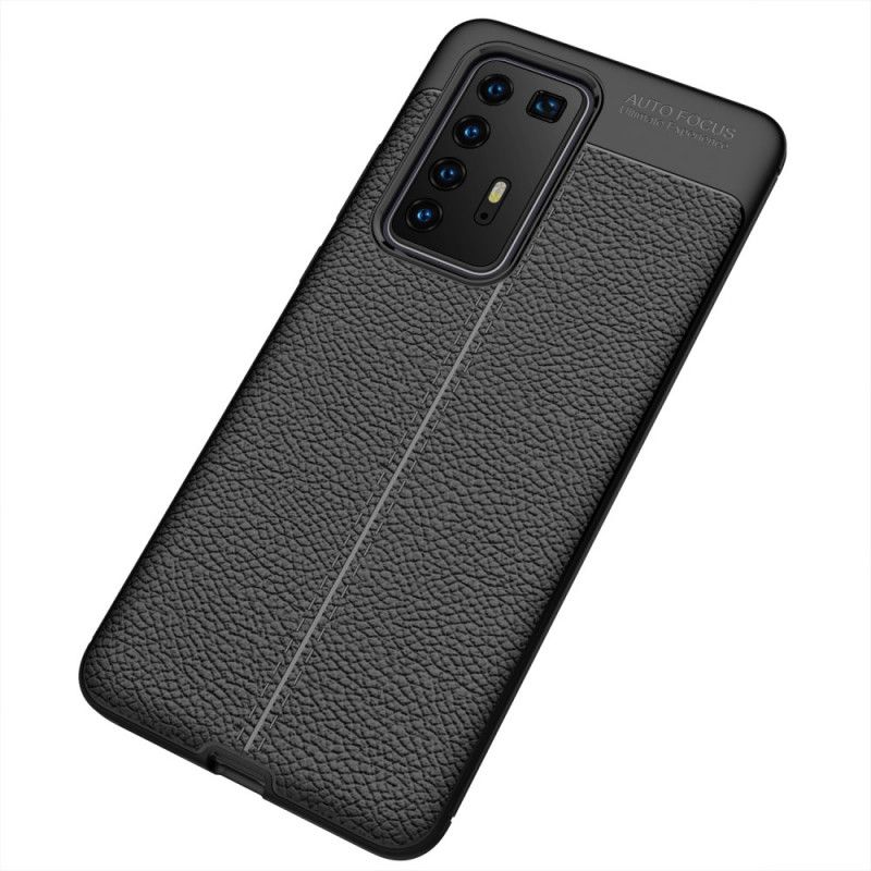 Coque Huawei P40 Pro Effet Cuir Litchi Double Line