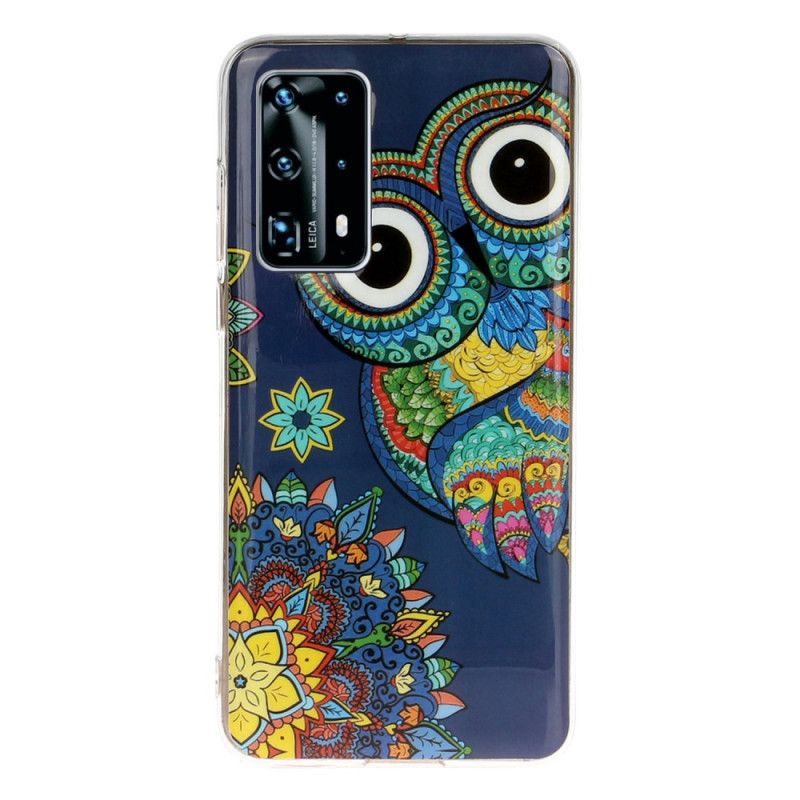 Coque Huawei P40 Pro Hibou Mandala Fluorescente