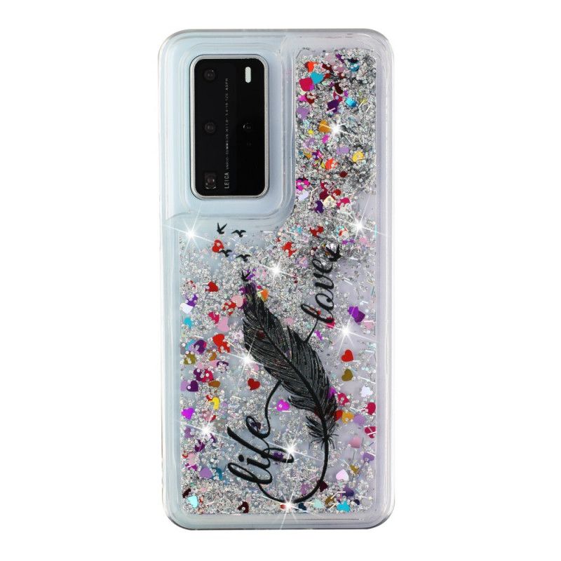 Coque Huawei P40 Pro Life & Love Paillettes