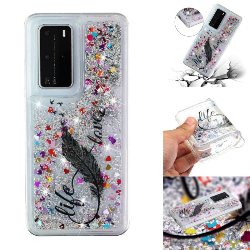 Coque Huawei P40 Pro Life & Love Paillettes