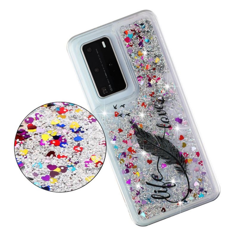 Coque Huawei P40 Pro Life & Love Paillettes