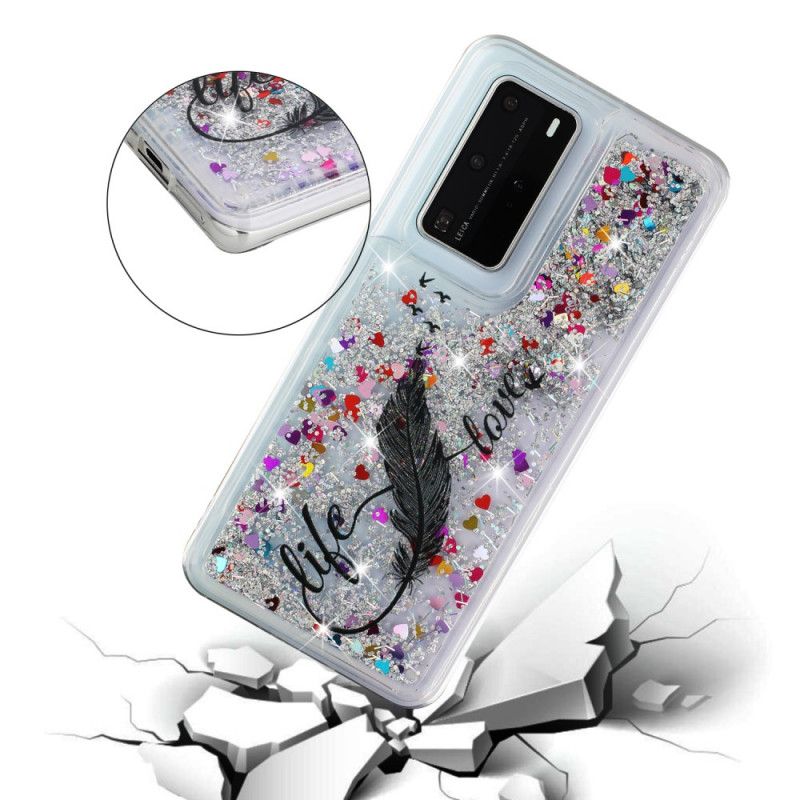 Coque Huawei P40 Pro Life & Love Paillettes