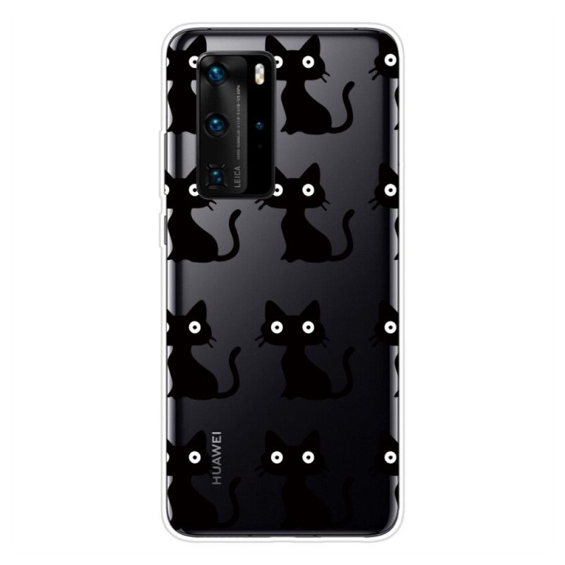 Coque Huawei P40 Pro Multiples Chats Noirs