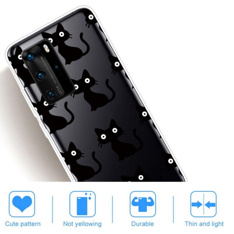 Coque Huawei P40 Pro Multiples Chats Noirs
