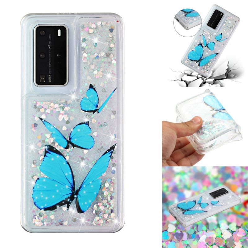 Coque Huawei P40 Pro Papillons Volants Paillettes