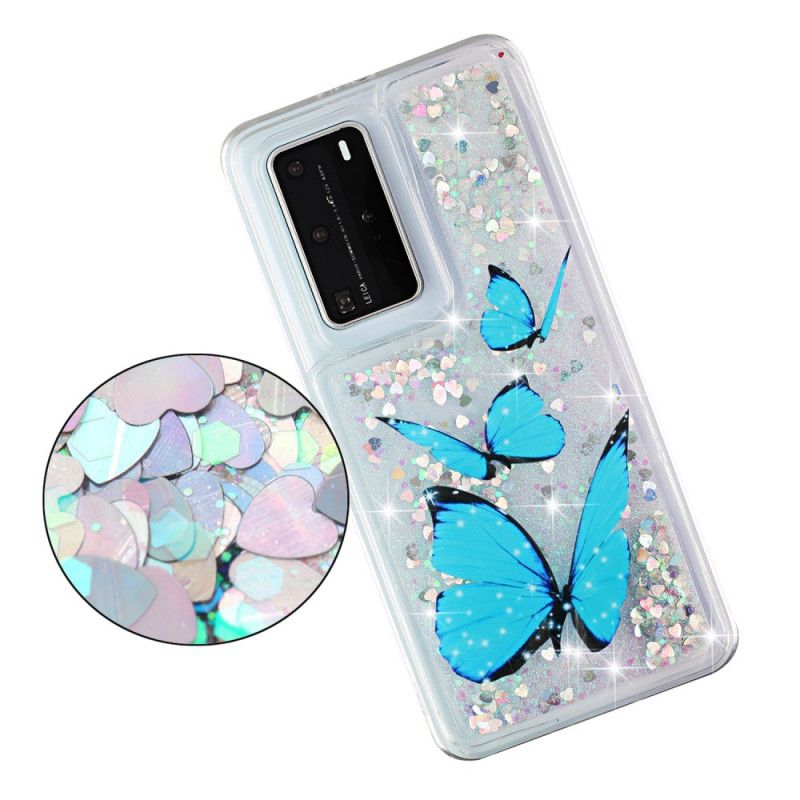 Coque Huawei P40 Pro Papillons Volants Paillettes