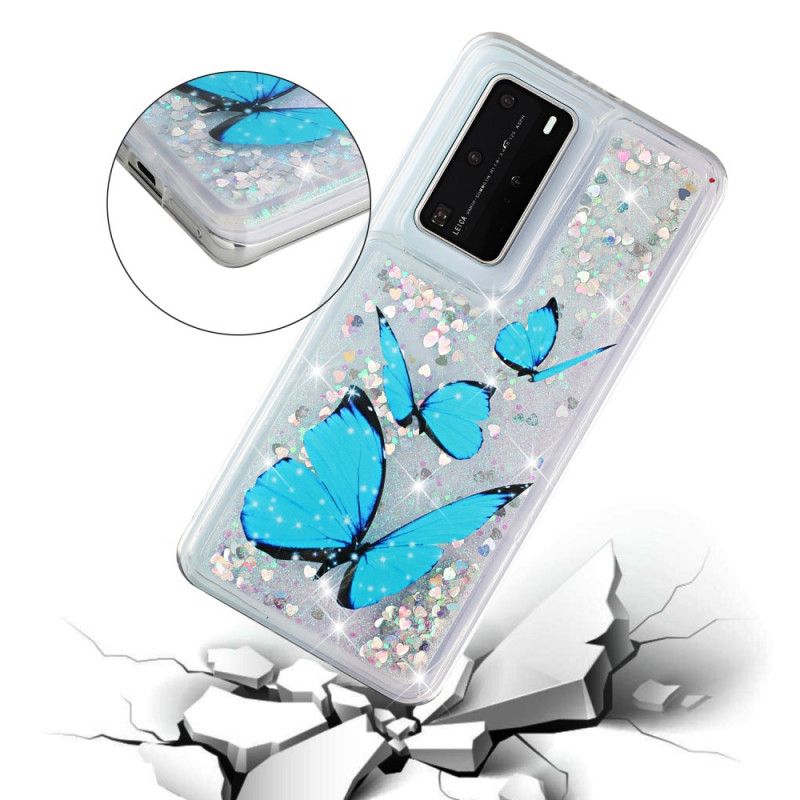 Coque Huawei P40 Pro Papillons Volants Paillettes