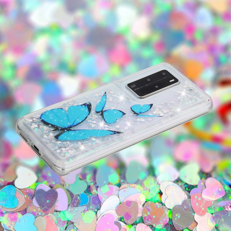 Coque Huawei P40 Pro Papillons Volants Paillettes