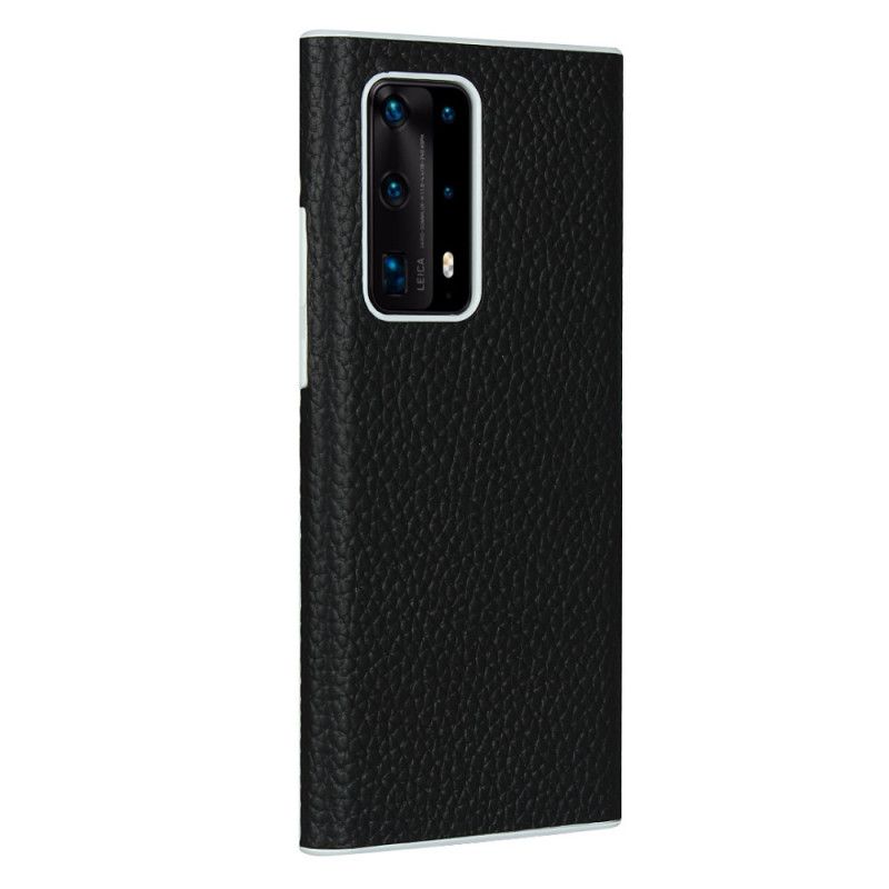 Coque Huawei P40 Pro Plus Véritable Cuir Litchi Avec Lanière