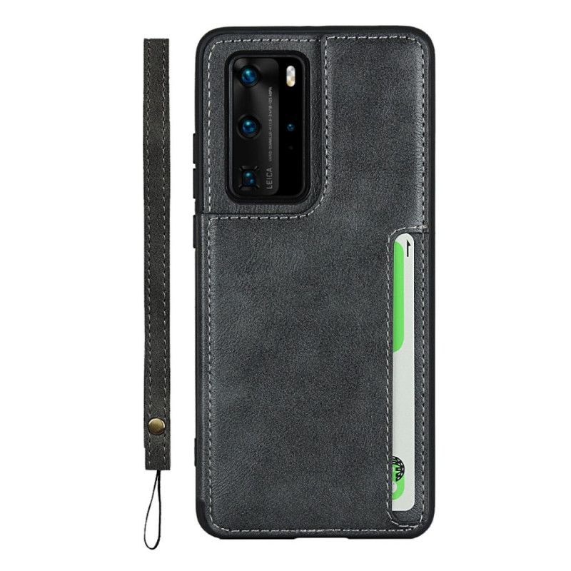 Coque Huawei P40 Pro Porte-cartes Support Et Lanière