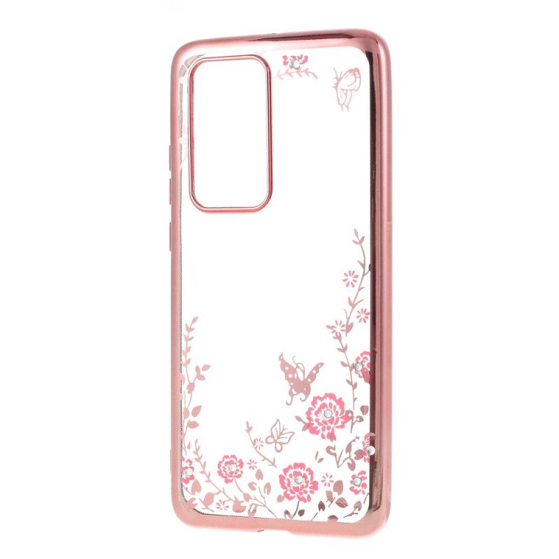 Coque Huawei P40 Pro Rebord Effet Métal Papillons