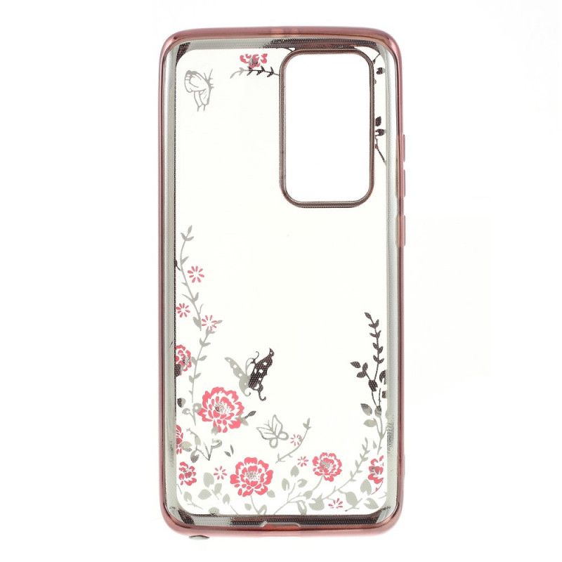 Coque Huawei P40 Pro Rebord Effet Métal Papillons