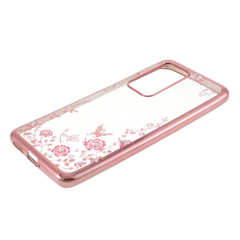 Coque Huawei P40 Pro Rebord Effet Métal Papillons