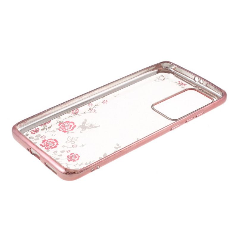 Coque Huawei P40 Pro Rebord Effet Métal Papillons