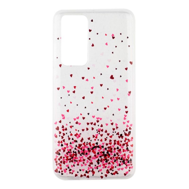 Coque Huawei P40 Pro Transparente Multiples Coeurs Rouges