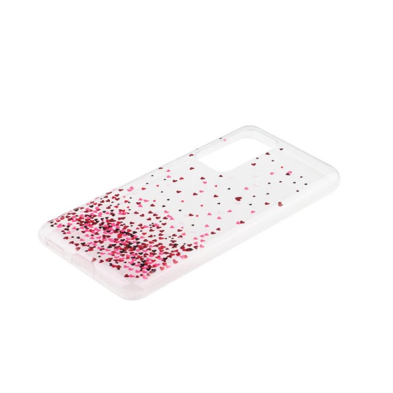 Coque Huawei P40 Pro Transparente Multiples Coeurs Rouges