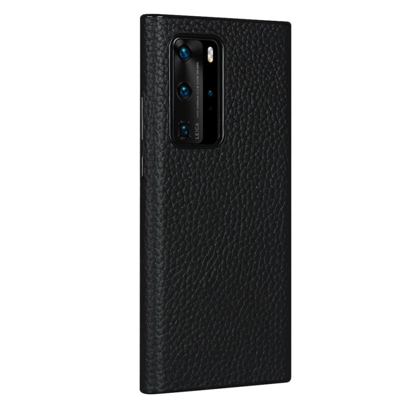 Coque Huawei P40 Pro Véritable Cuir Litchi Avec Lanière