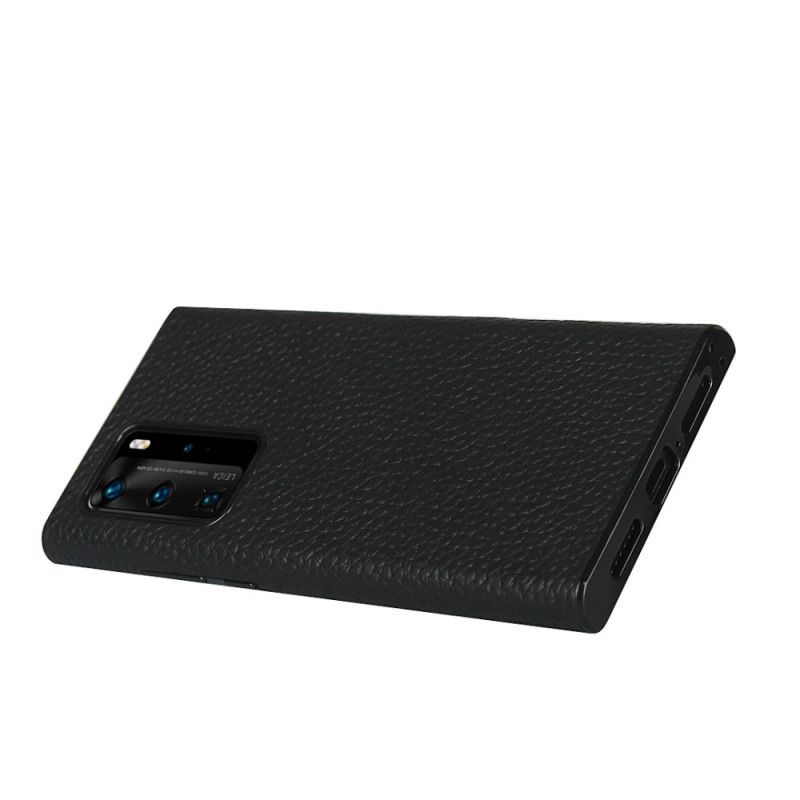 Coque Huawei P40 Pro Véritable Cuir Litchi Avec Lanière