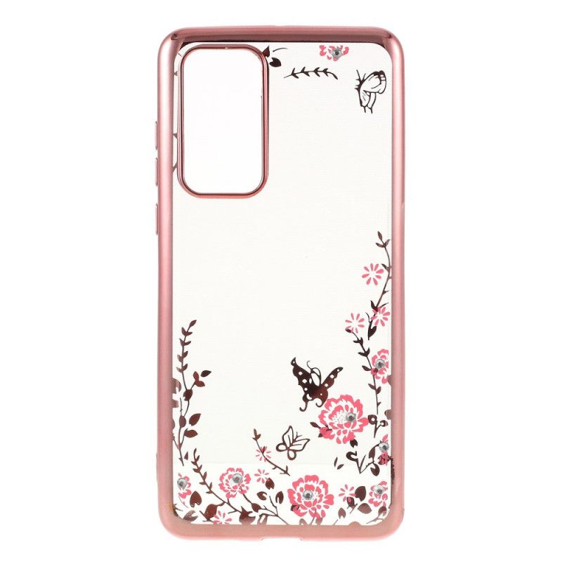 Coque Huawei P40 Rebord Effet Métal Papillons