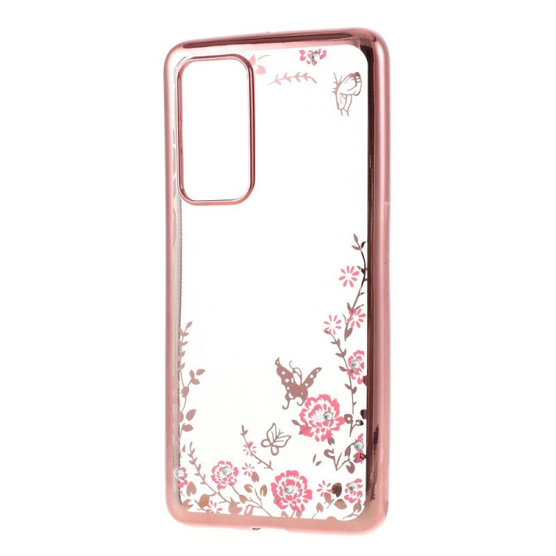 Coque Huawei P40 Rebord Effet Métal Papillons