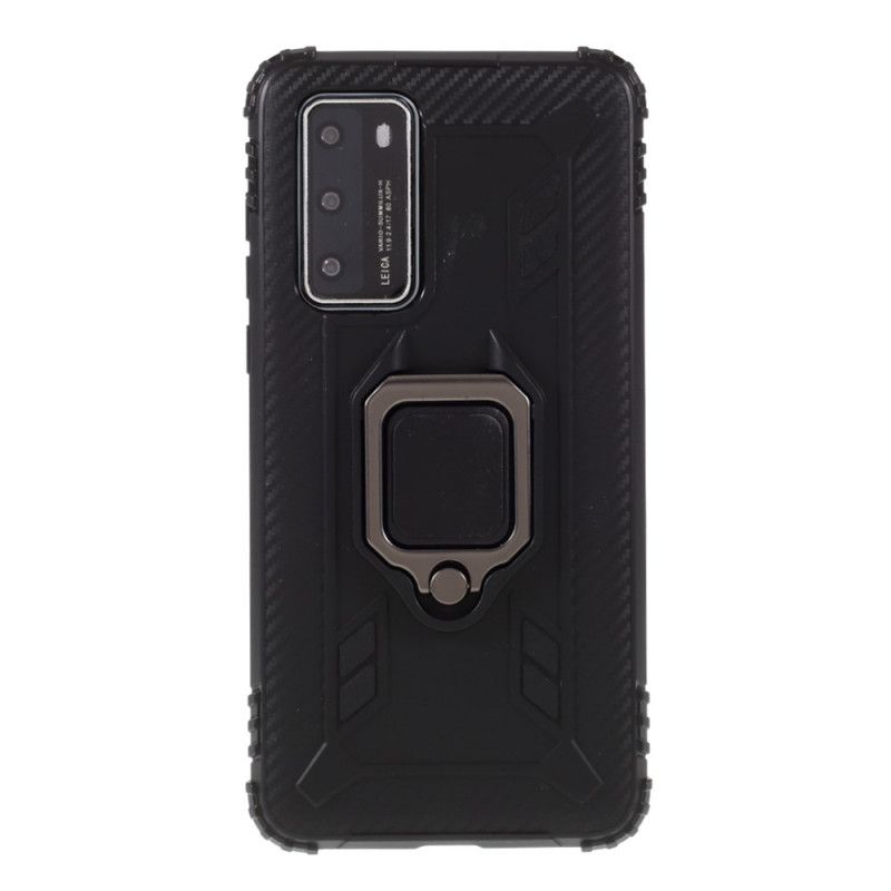 Coque Huawei P40 Ring Et Fibre Carbone