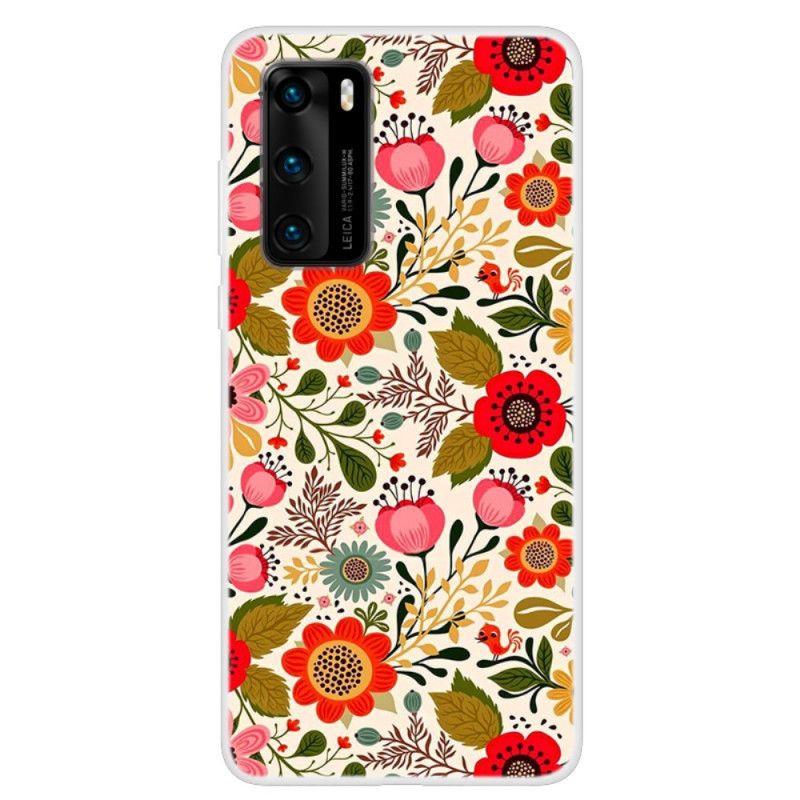 Coque Huawei P40 Tapisserie Fleurie