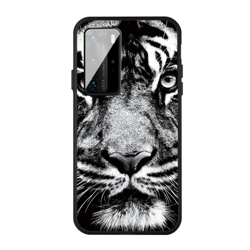 Coque Huawei P40 Tigre Noir Et Blanc