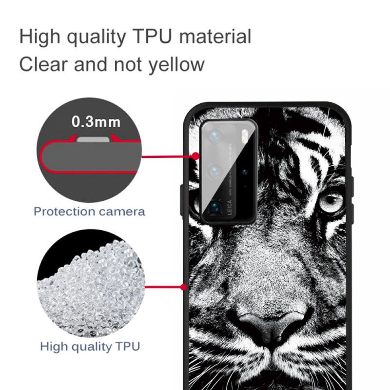 Coque Huawei P40 Tigre Noir Et Blanc