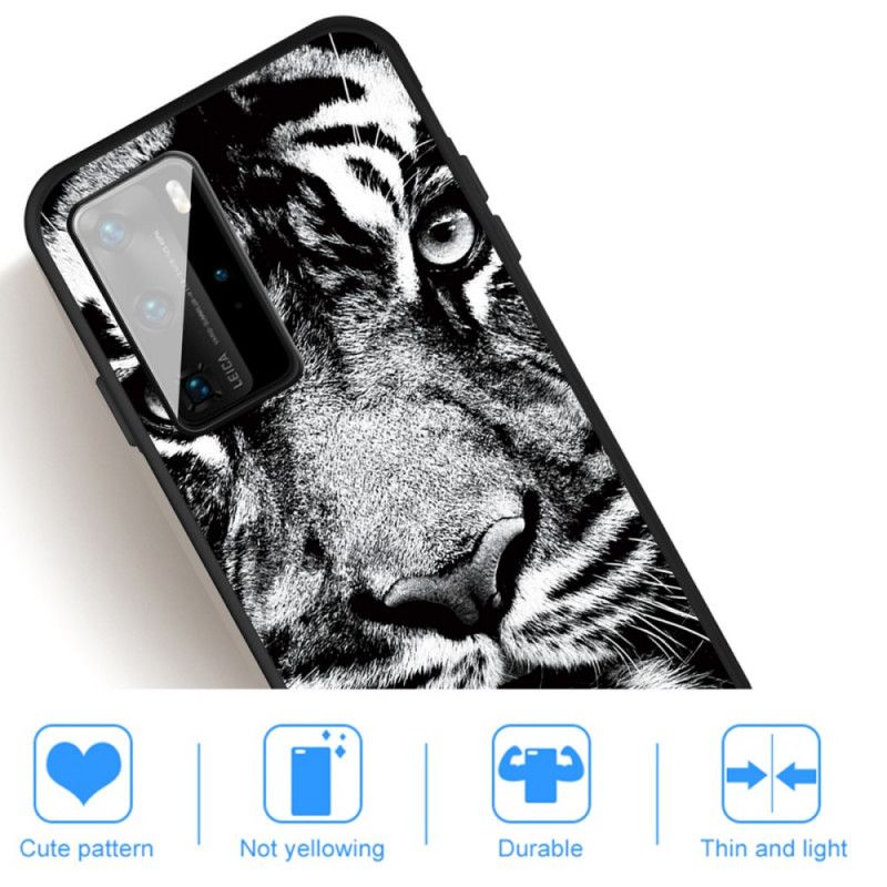 Coque Huawei P40 Tigre Noir Et Blanc