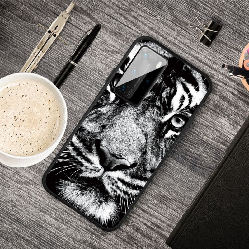 Coque Huawei P40 Tigre Noir Et Blanc