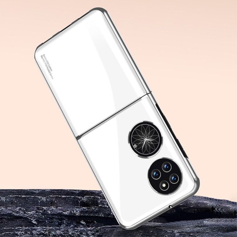 Coque Huawei P50 Pocket Blanche Rebords Style Métal