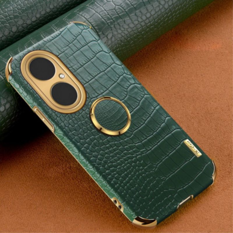 Coque Huawei P50 Pro Effet Peau De Crocodile Anneau-support