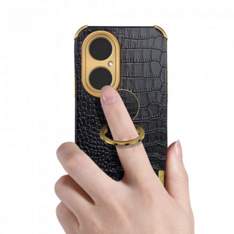 Coque Huawei P50 Pro Effet Peau De Crocodile Anneau-support