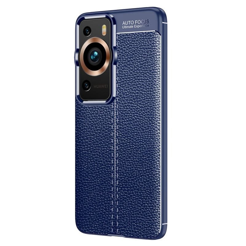 Coque Huawei P60 Pro Effet Cuir Litchi Double Line