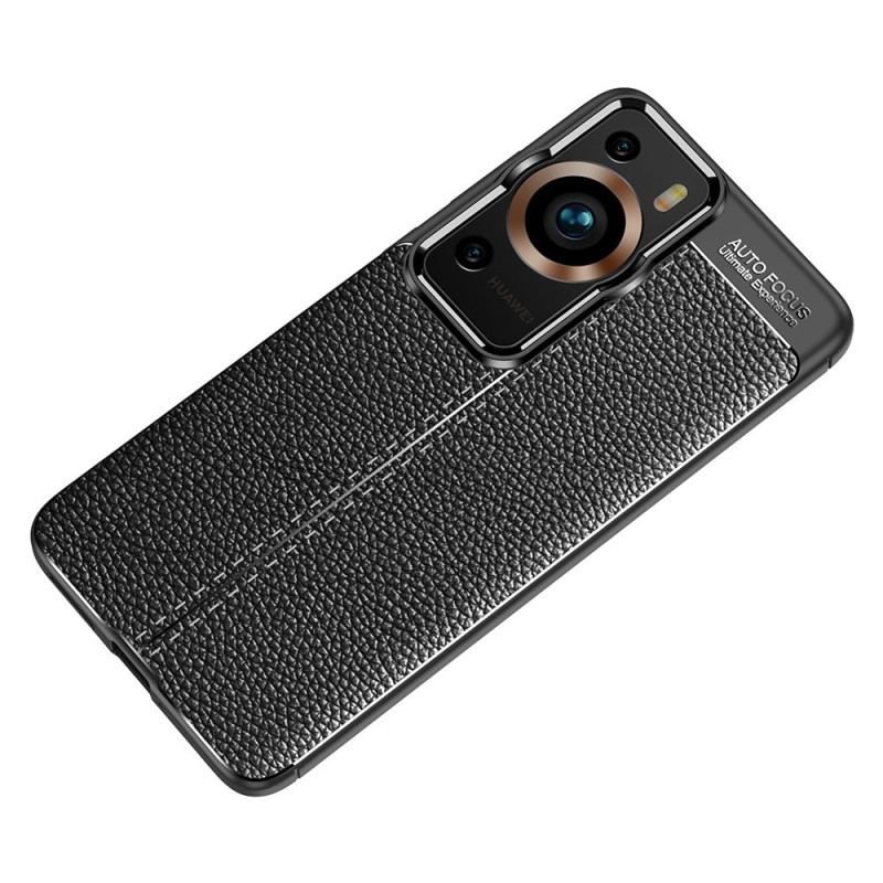 Coque Huawei P60 Pro Effet Cuir Litchi Double Line