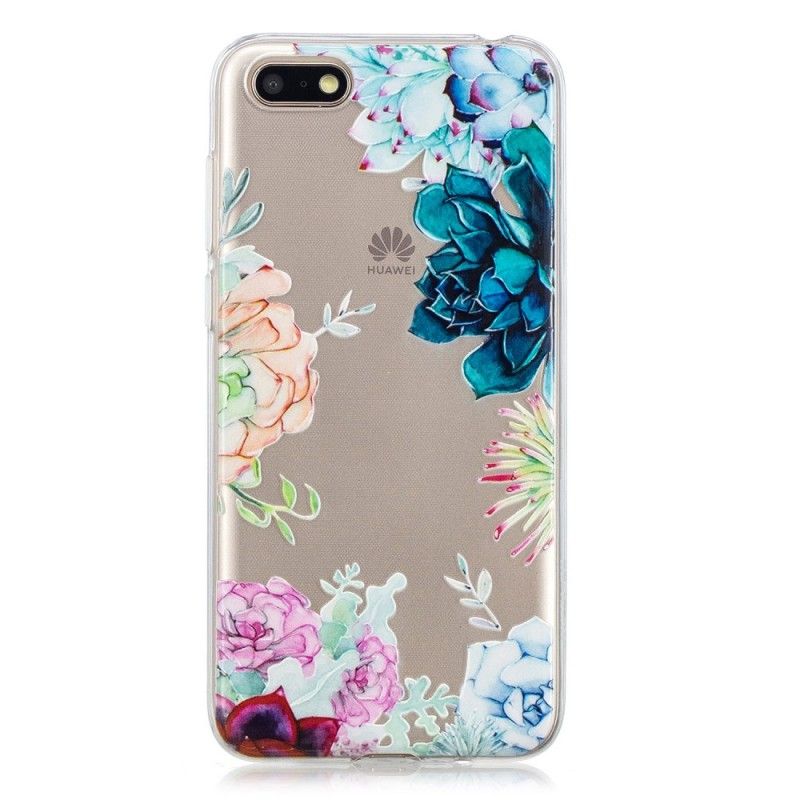 Coque Huawei Y5 2018 Transparente Fleurs Aquarelle