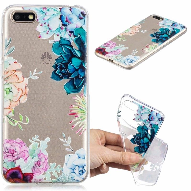 Coque Huawei Y5 2018 Transparente Fleurs Aquarelle